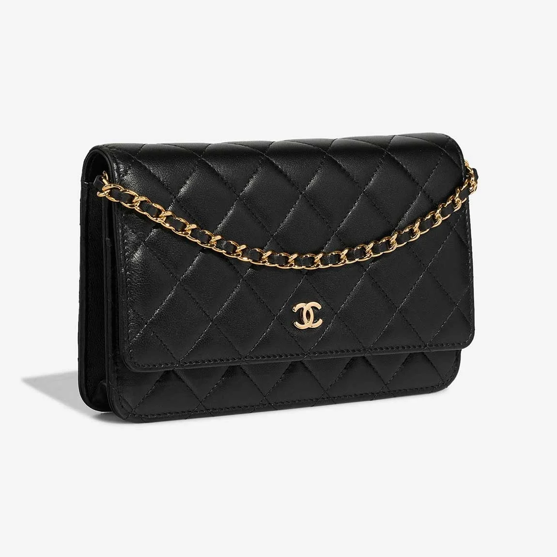 샤넬 클래식 WOC 블랙 금장 램스킨