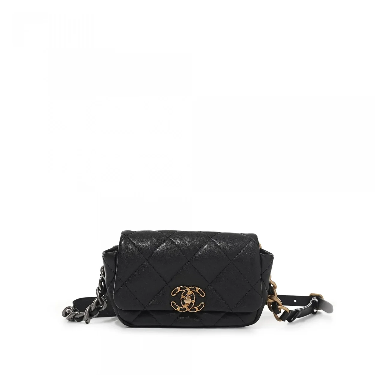 샤넬 19백 미니 골드 체인 플랩백 블랙 AS1163