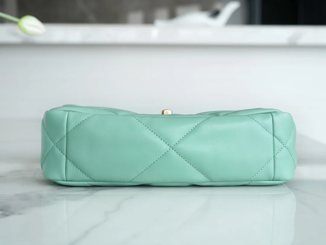 샤넬 19백 미디엄(스몰) 골드 체인 램스킨 민트