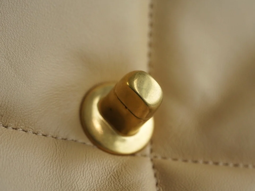 샤넬 19백 라지 골드 체인 램스킨 살구