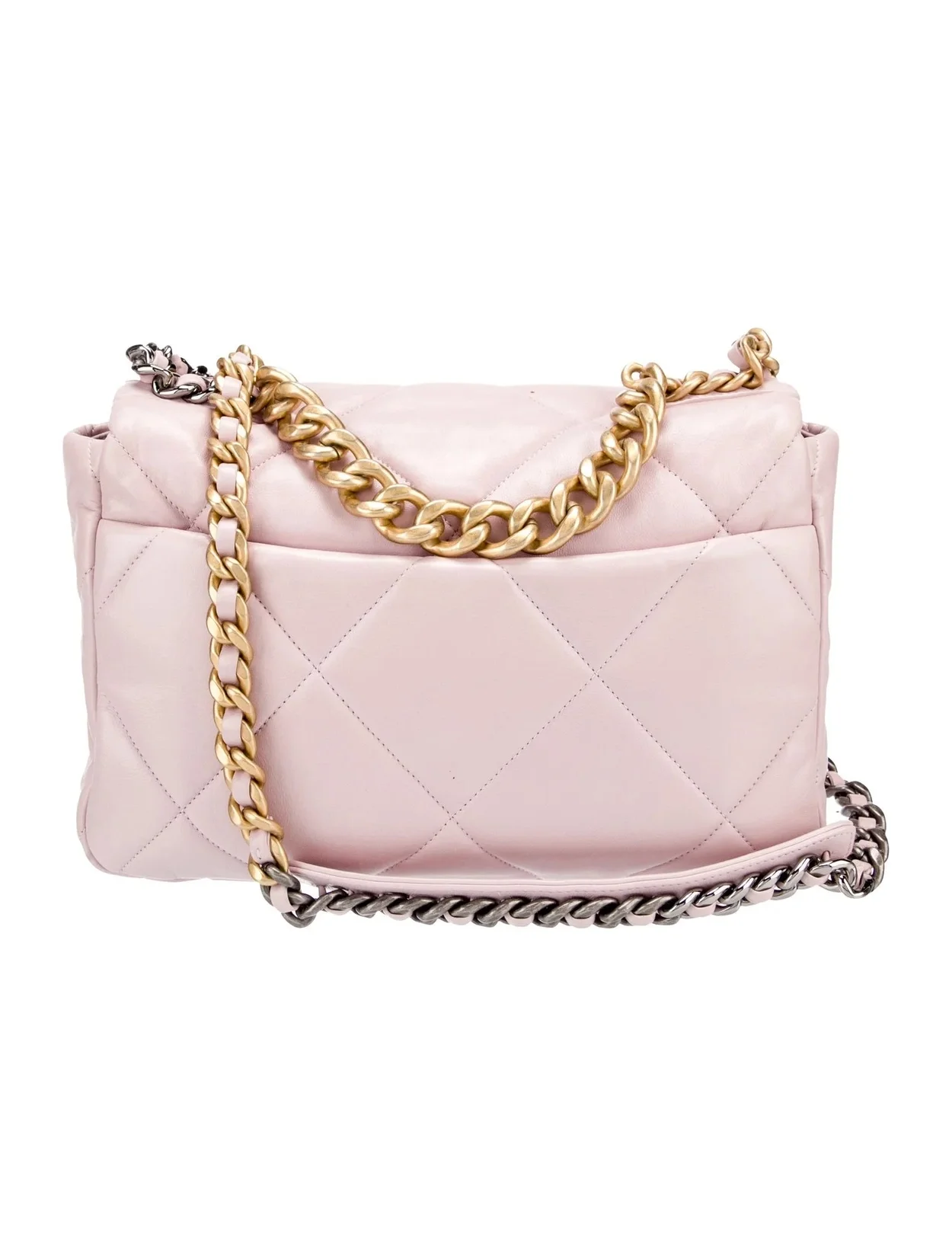 샤넬 19백 라지 골드 체인 램스킨 핑크