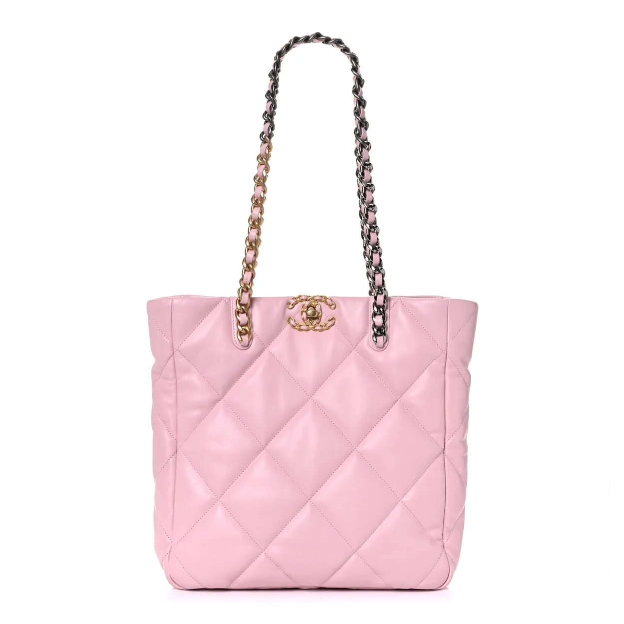 샤넬 19백 쇼핑 토트 미디엄 램스킨 핑크