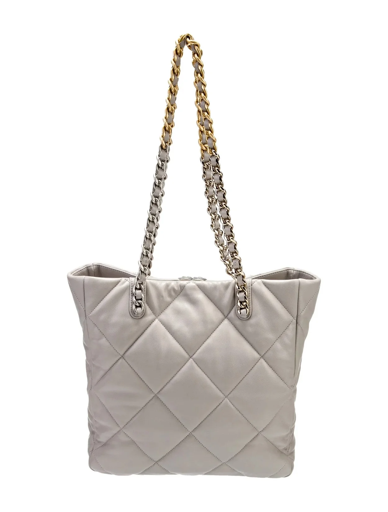 샤넬 19백 쇼핑 토트 미디엄 램스킨 그레이