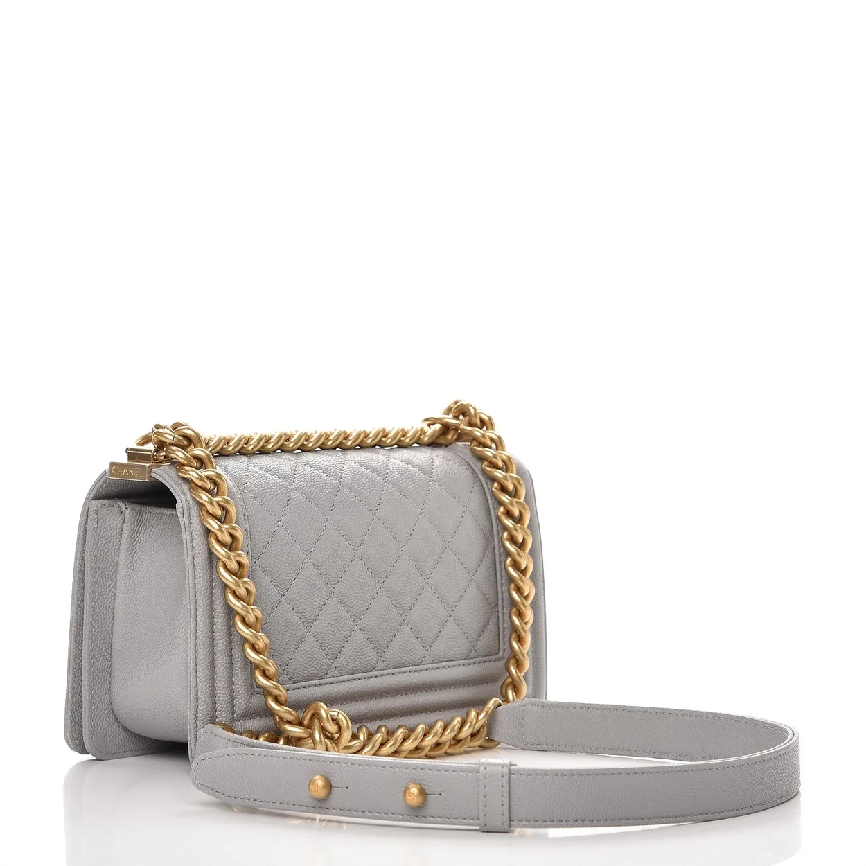 샤넬 보이백 스몰 그레이 금장 캐비어