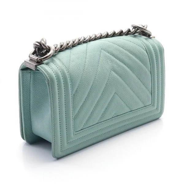 샤넬 보이백 스몰 티파니 블루 은장 캐비어