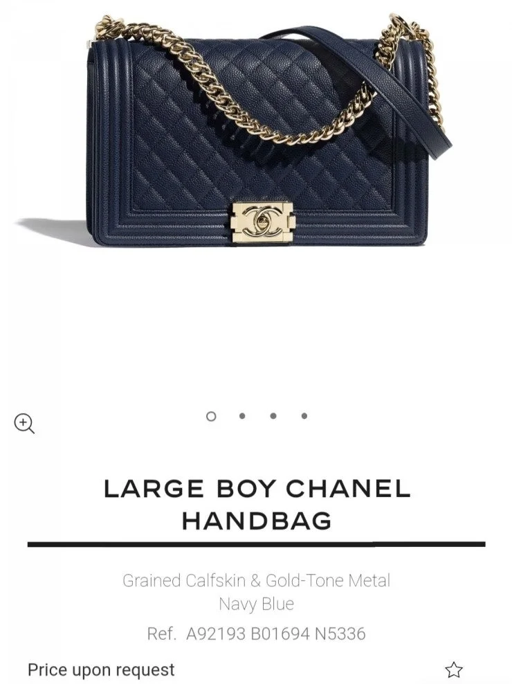 샤넬 보이백 미디엄 다크 블루 금장 캐비어