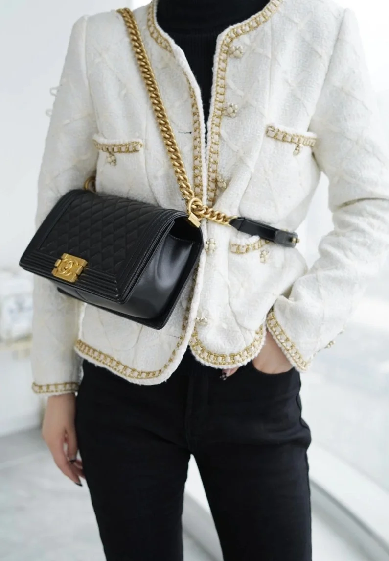 샤넬 램스킨 보이백 미디엄 골드 버클