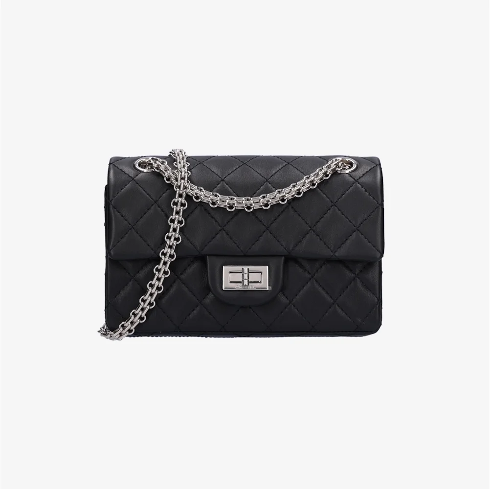 샤넬 2.55 빈티지 플랩백 블랙 은장 미니