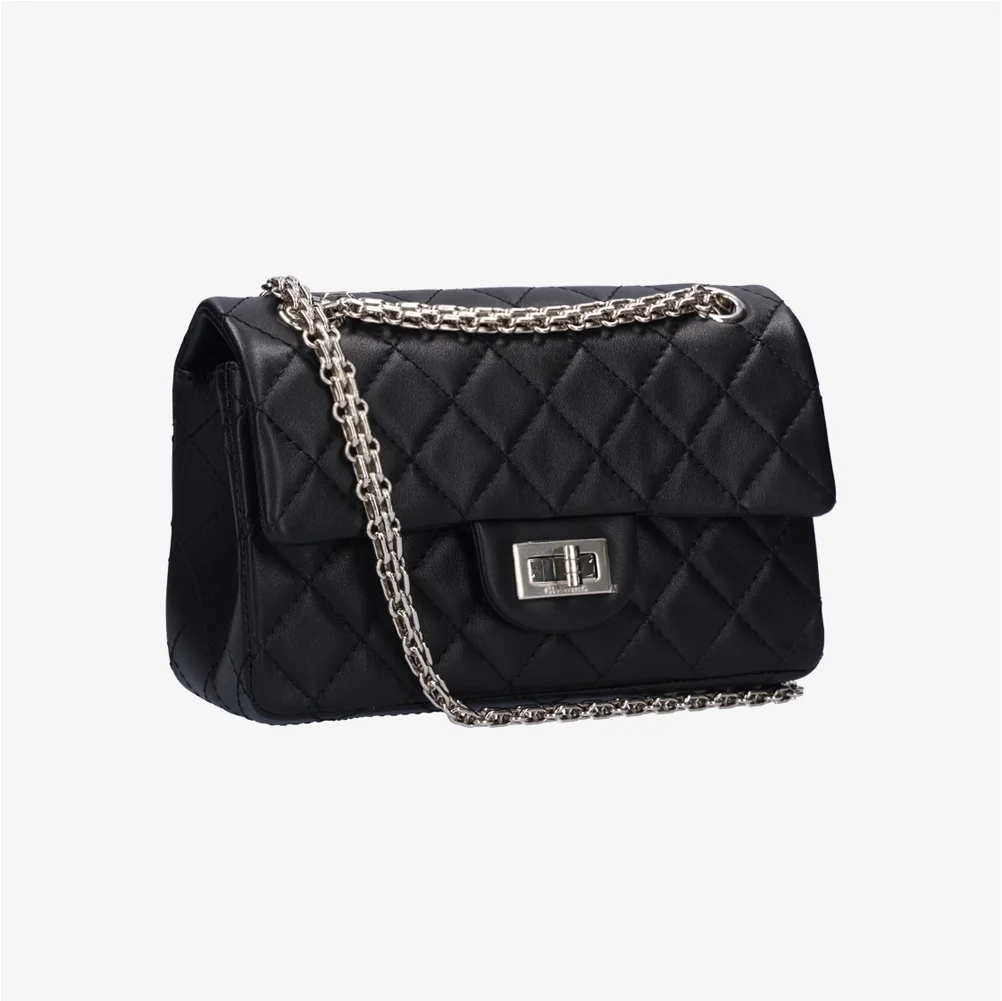 샤넬 2.55 빈티지 플랩백 블랙 은장 미니