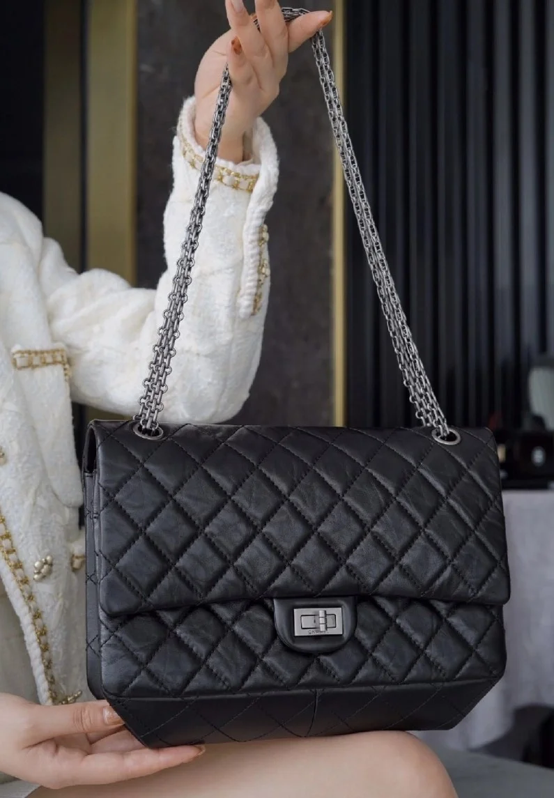 샤넬 2.55 플랩백 라지 빈티지 실버 A37586