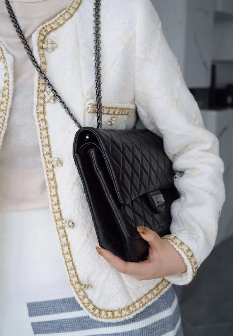 샤넬 2.55 플랩백 라지 빈티지 실버 A37586