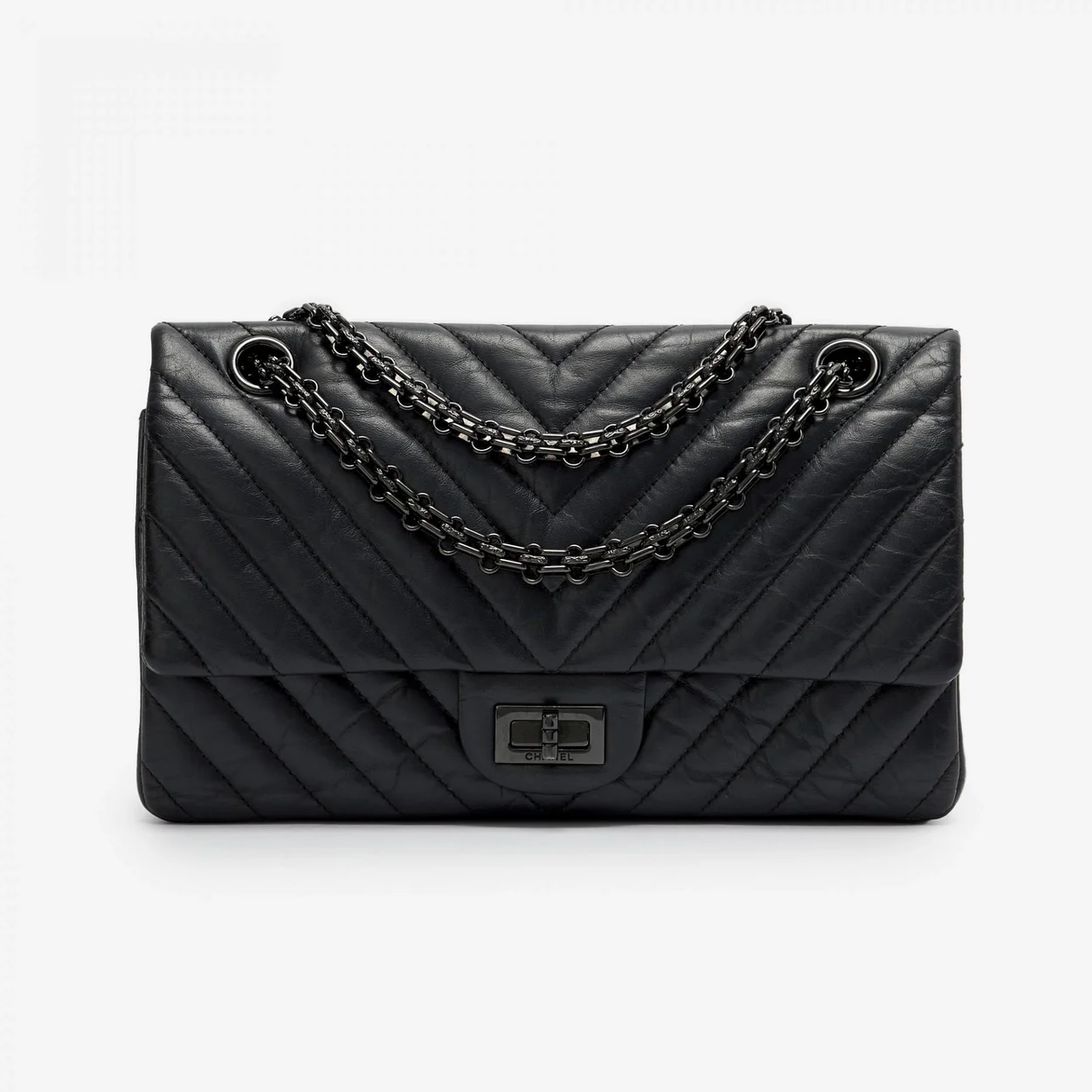 샤넬 2.55 플랩백 미디엄 빈티지 블랙 A37586