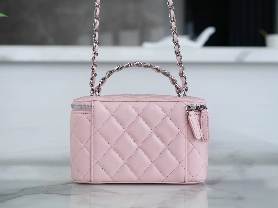 샤넬 탑핸들 스몰 베니티백 핑크 은장