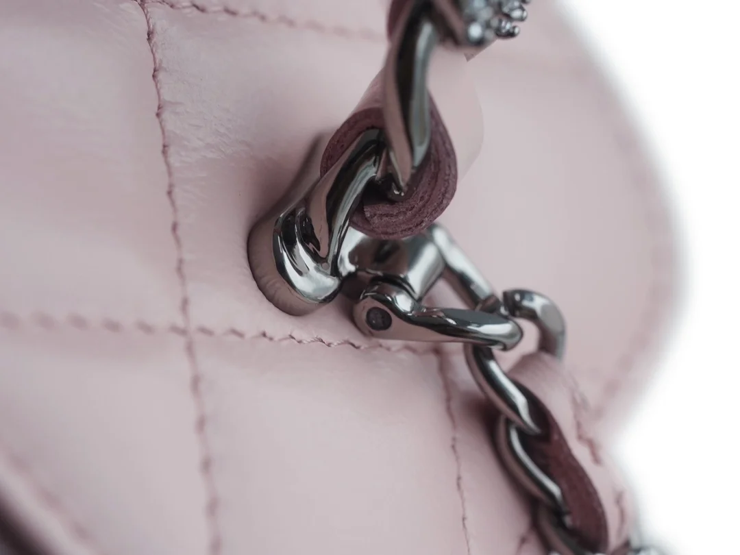 샤넬 탑핸들 스몰 베니티백 핑크 은장