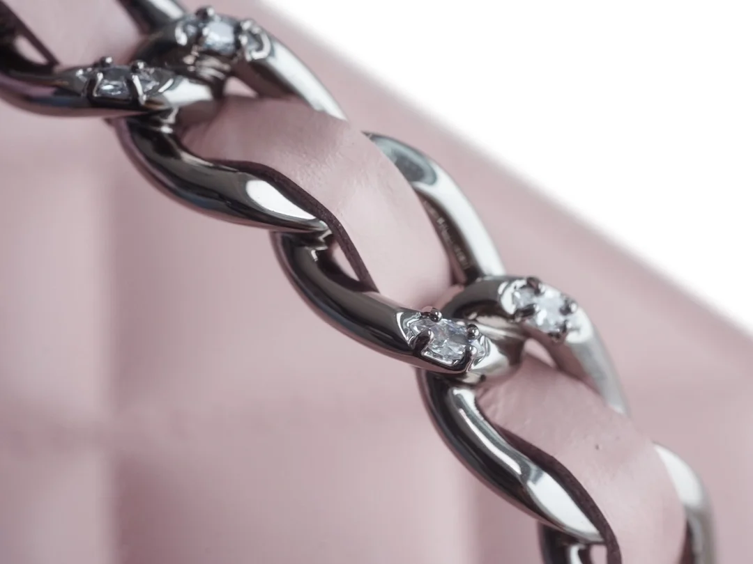 샤넬 탑핸들 스몰 베니티백 핑크 은장