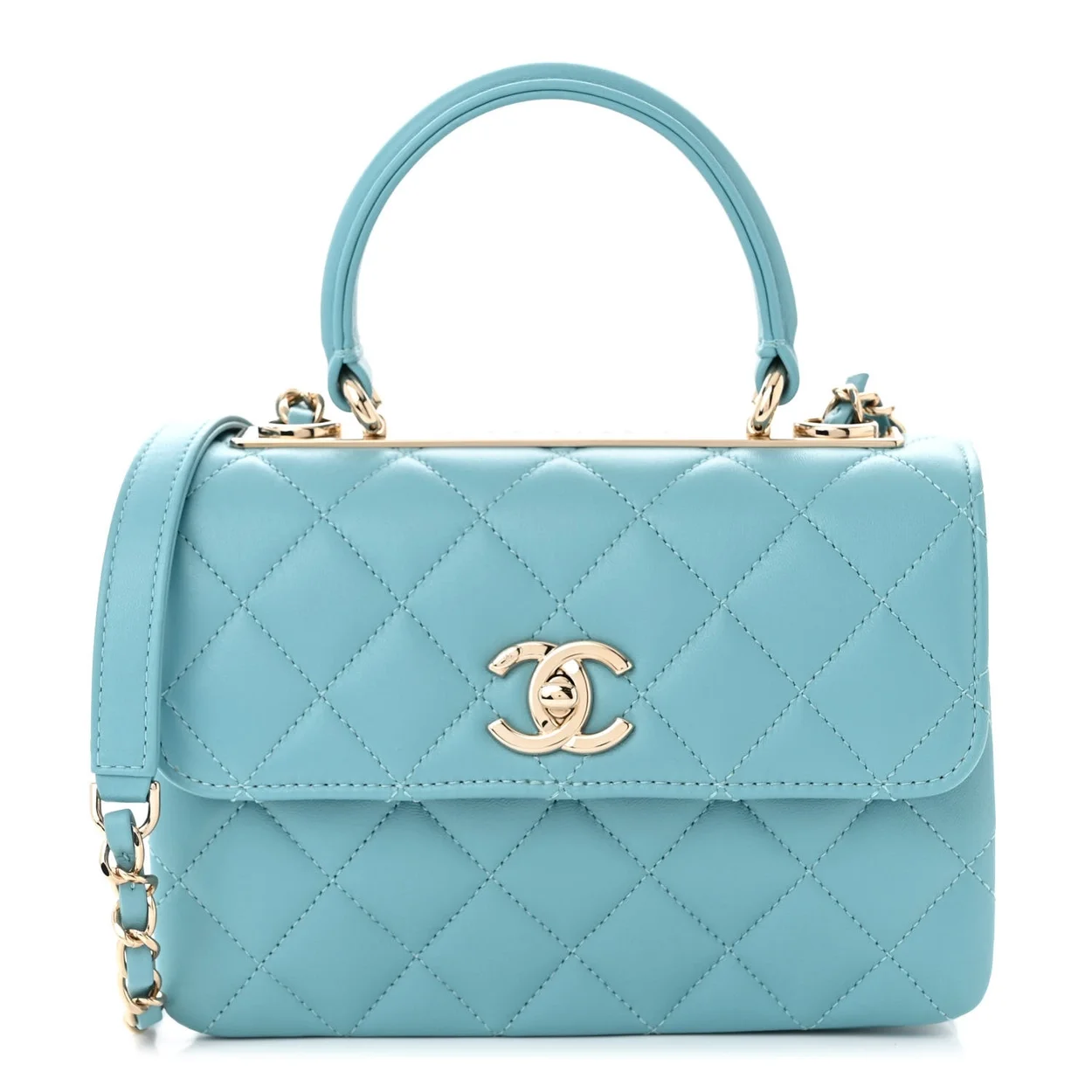 샤넬 트렌디 CC 티파니블루 미니 램스킨