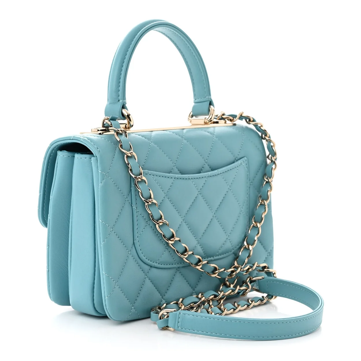 샤넬 트렌디 CC 티파니블루 미니 램스킨