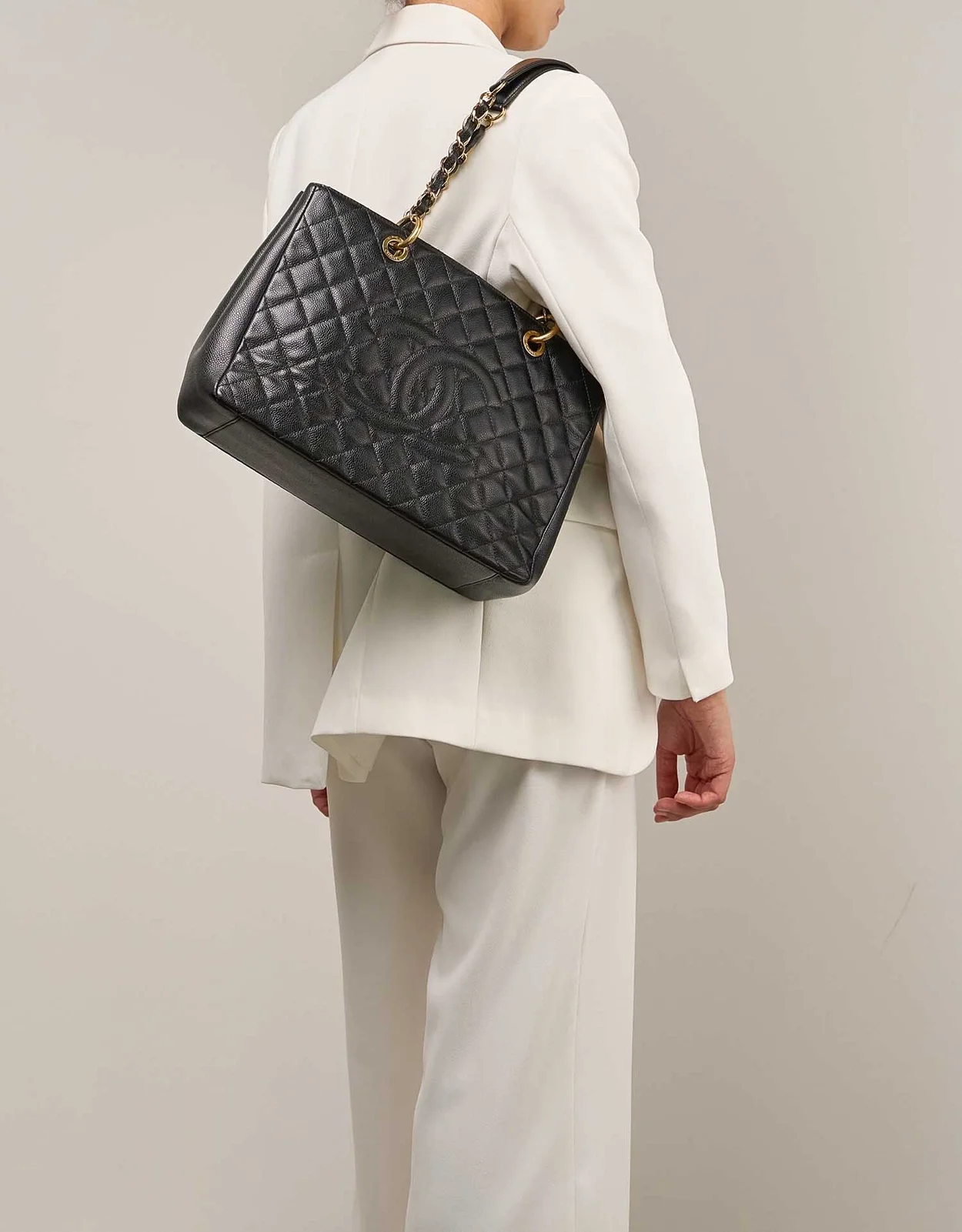 샤넬 GST 그랜드 샤핑 토트백 캐비어 금장