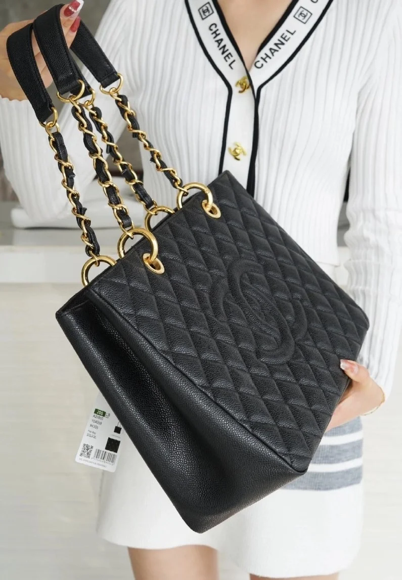 샤넬 GST 그랜드 샤핑 토트백 캐비어 금장