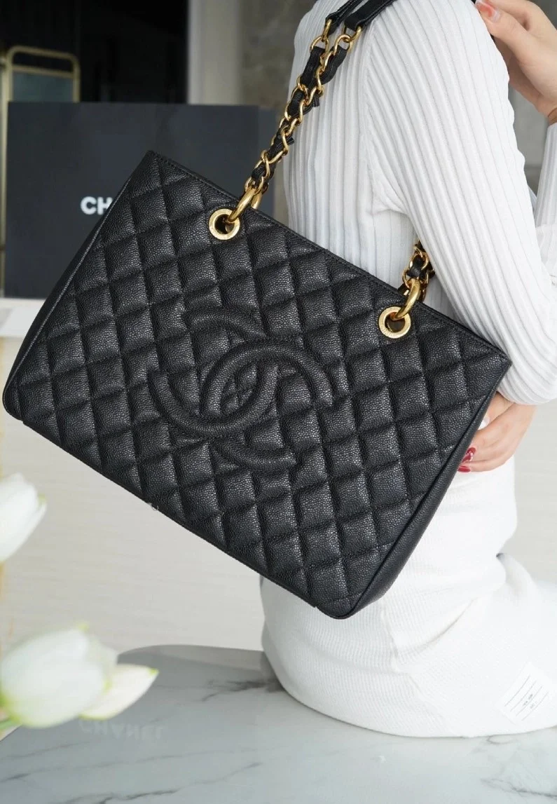 샤넬 GST 그랜드 샤핑 토트백 캐비어 금장