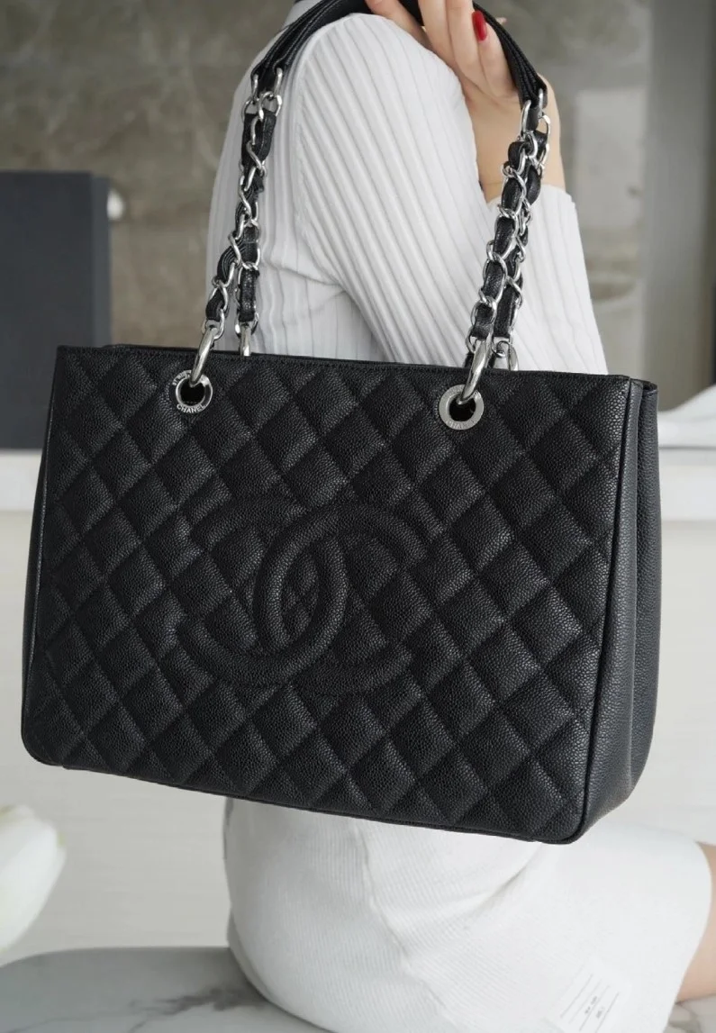 샤넬 GST 그랜드 샤핑 토트백 캐비어 은장