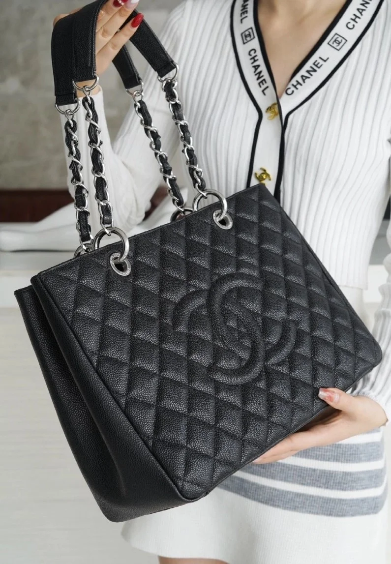 샤넬 GST 그랜드 샤핑 토트백 캐비어 은장