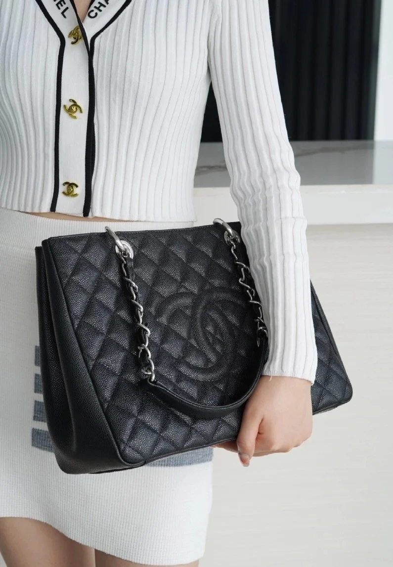 샤넬 GST 그랜드 샤핑 토트백 캐비어 은장