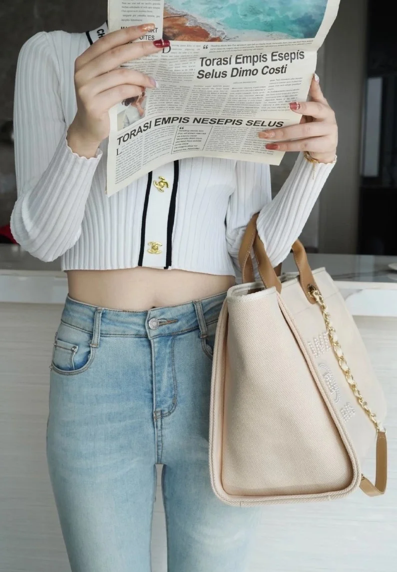 샤넬 진주 로고 도빌백