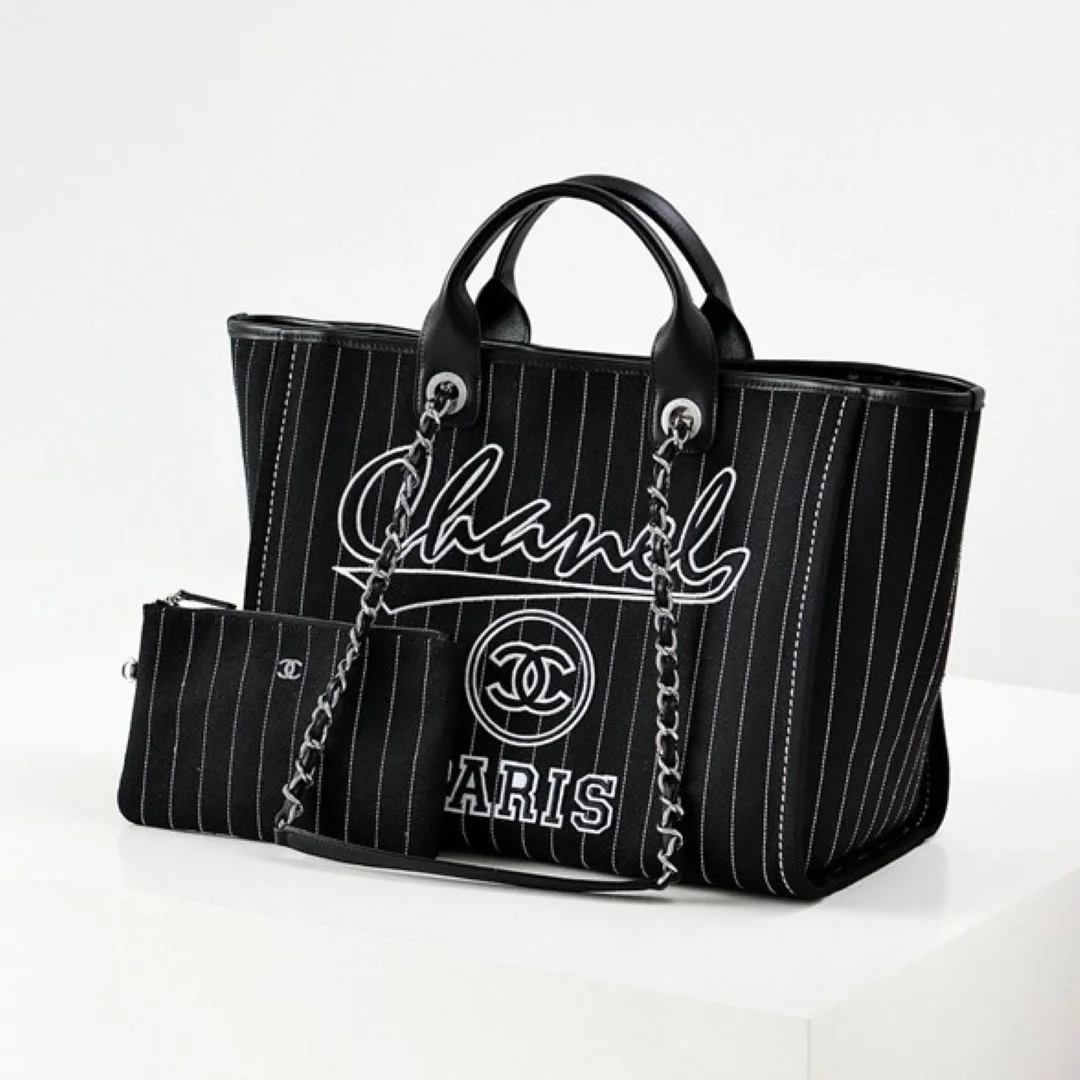 샤넬 맥시 쇼핑백 블랙(실버)