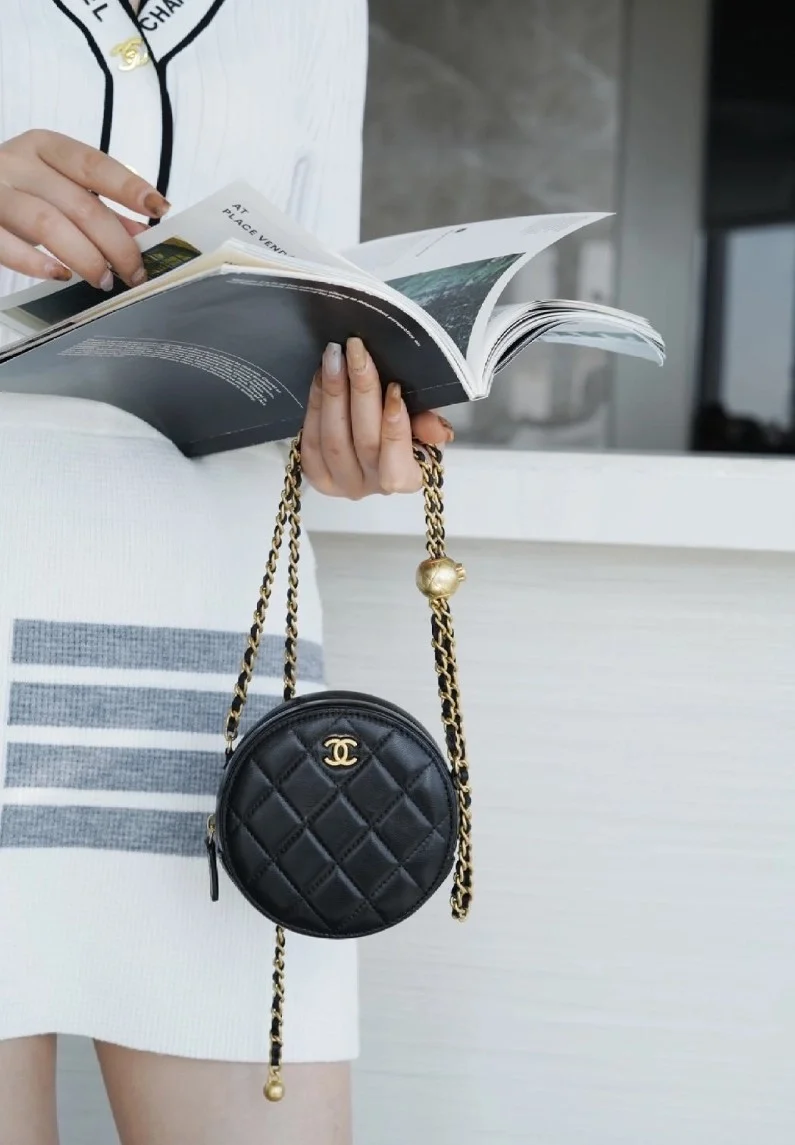 샤넬 골드볼 탬버린 동그리 미니백