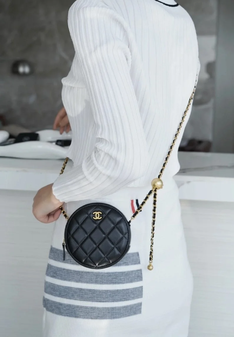 샤넬 골드볼 탬버린 동그리 미니백