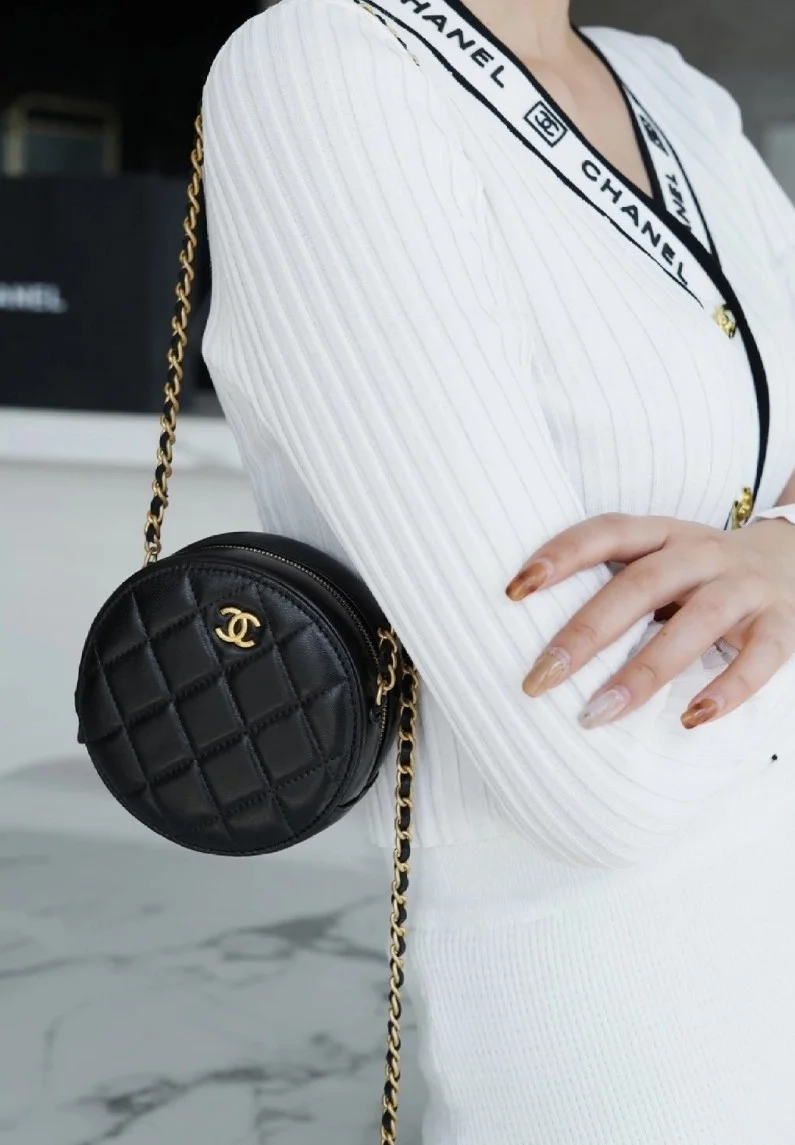 샤넬 골드볼 탬버린 동그리 미니백