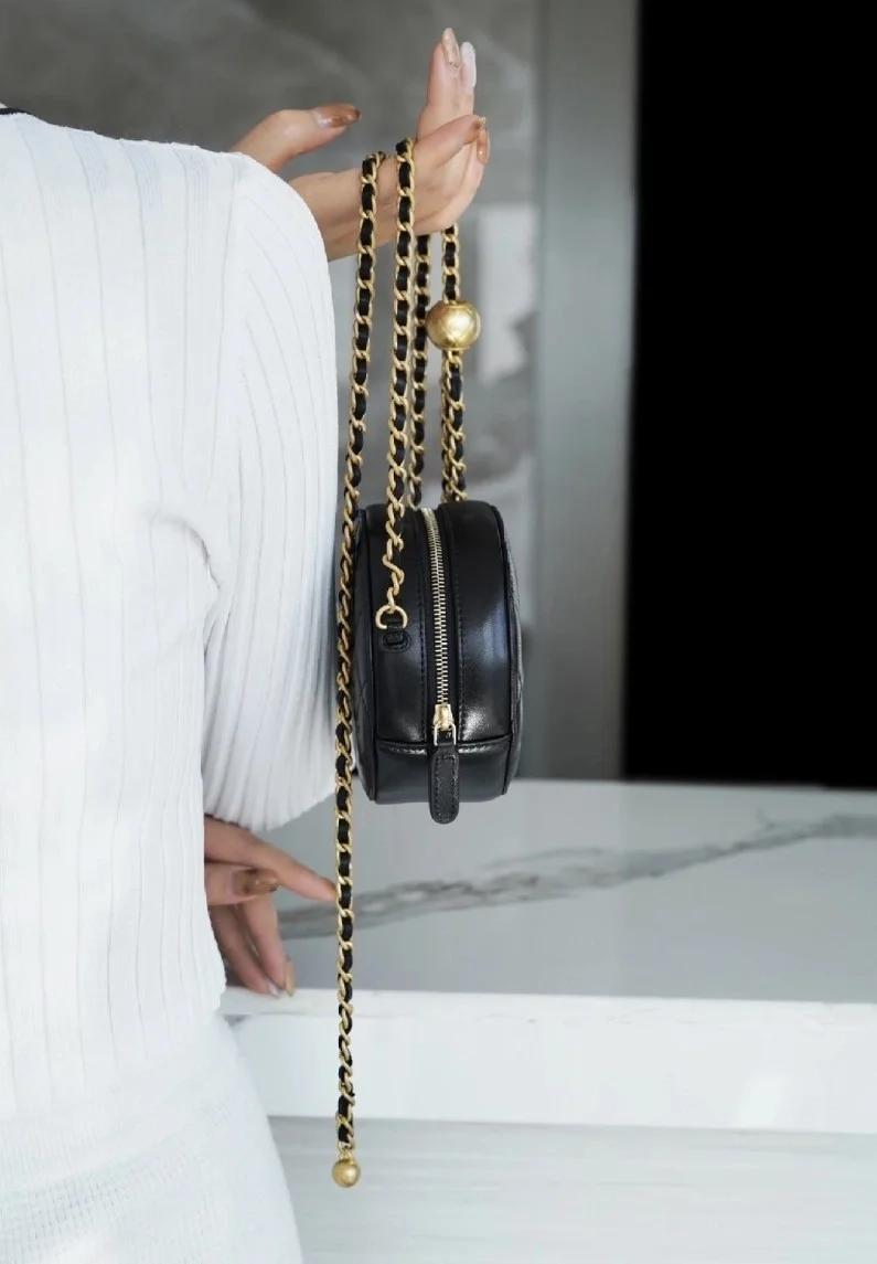 샤넬 골드볼 탬버린 동그리 미니백