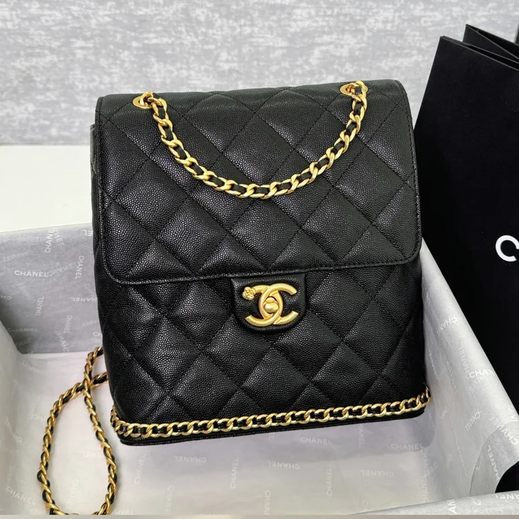 샤넬 멜로디 체인 캐비어 백팩