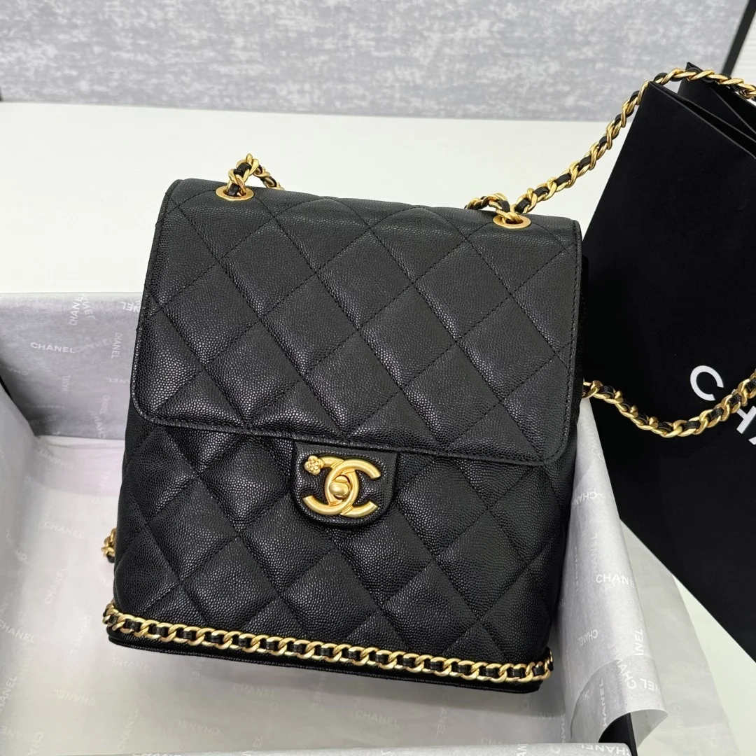 샤넬 멜로디 체인 캐비어 백팩