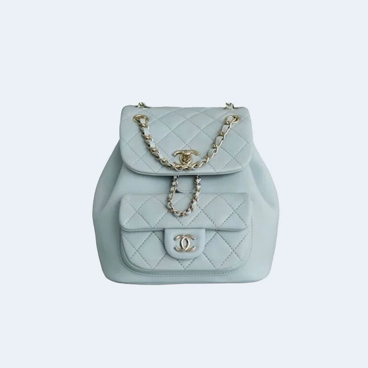 샤넬 원 포켓 듀마 백팩 스몰 램스킨 스카이블루