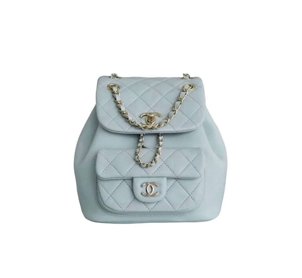 샤넬 원 포켓 듀마 백팩 스몰 램스킨 스카이블루