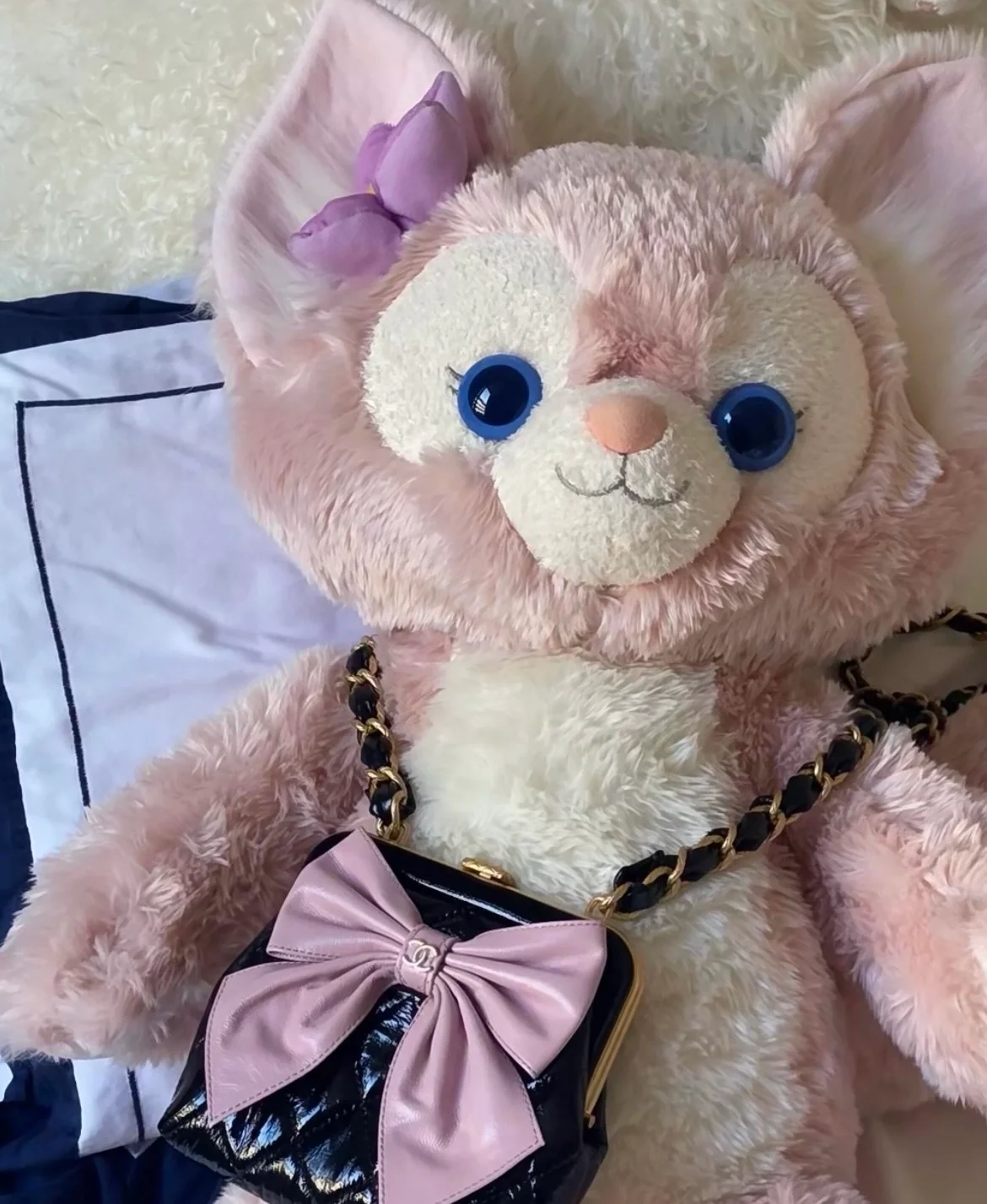 샤넬 샤이니 램스킨 패턴트 크럼플 체인 미니백