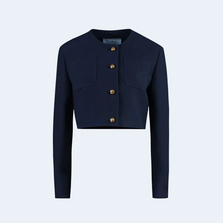 프라다 크루넥 크롭 재킷