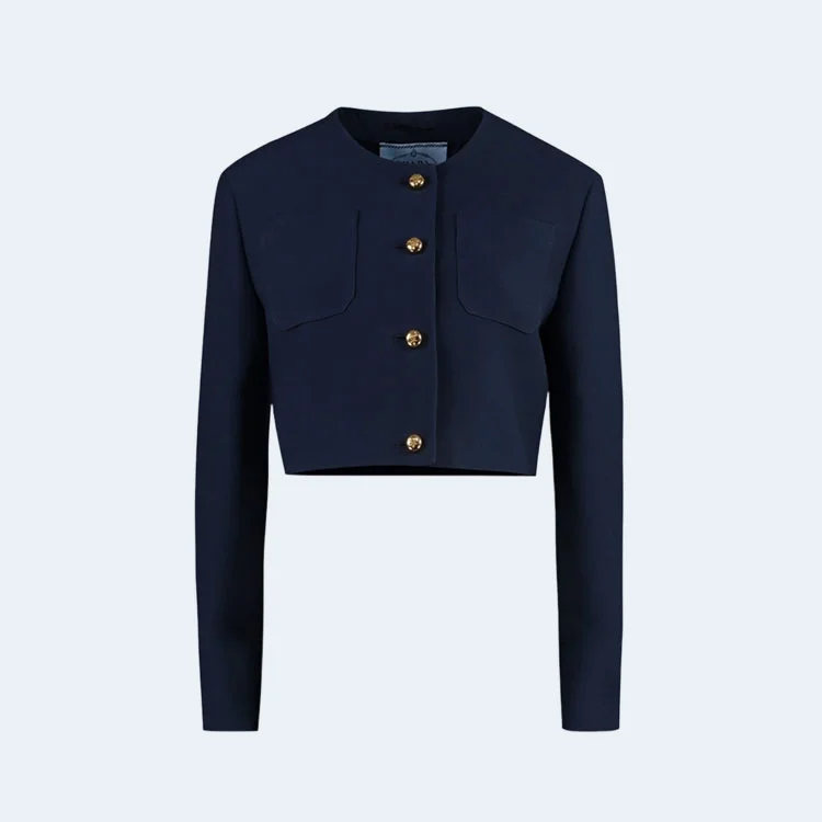 프라다 크루넥 크롭 재킷