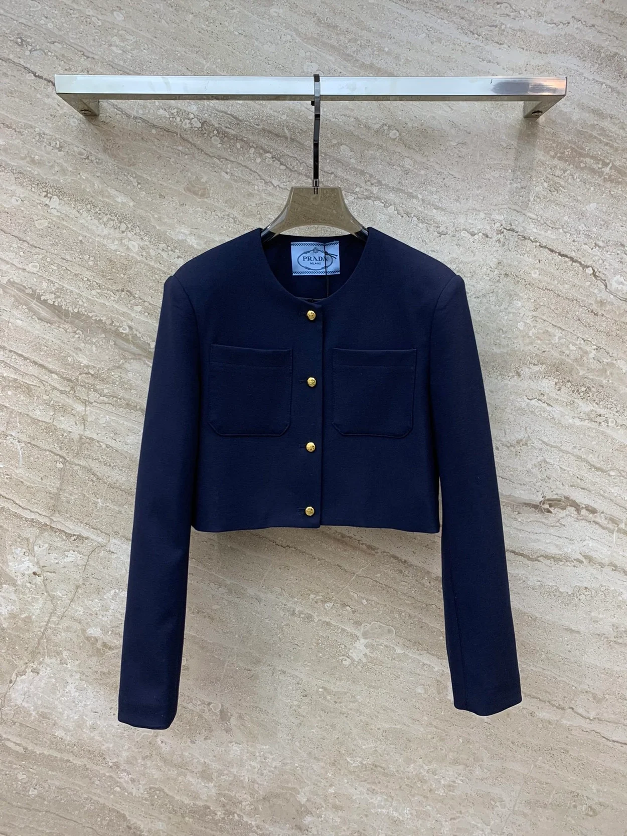 프라다 크루넥 크롭 재킷