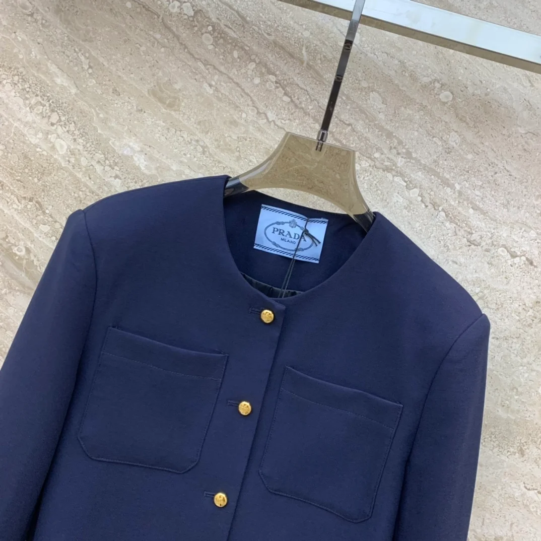 프라다 크루넥 크롭 재킷
