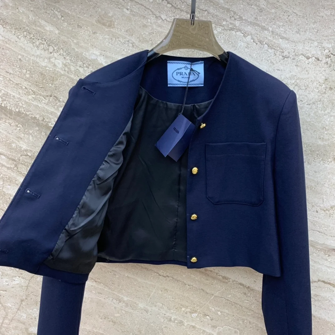 프라다 크루넥 크롭 재킷
