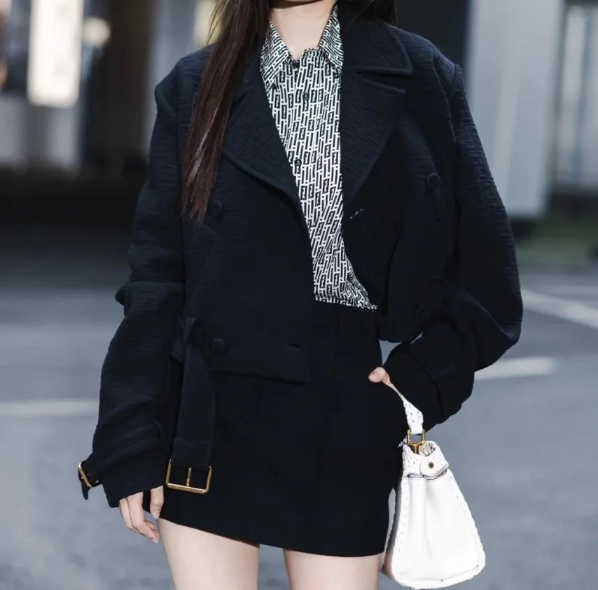 펜디 블루종 자카드 패브릭 자켓