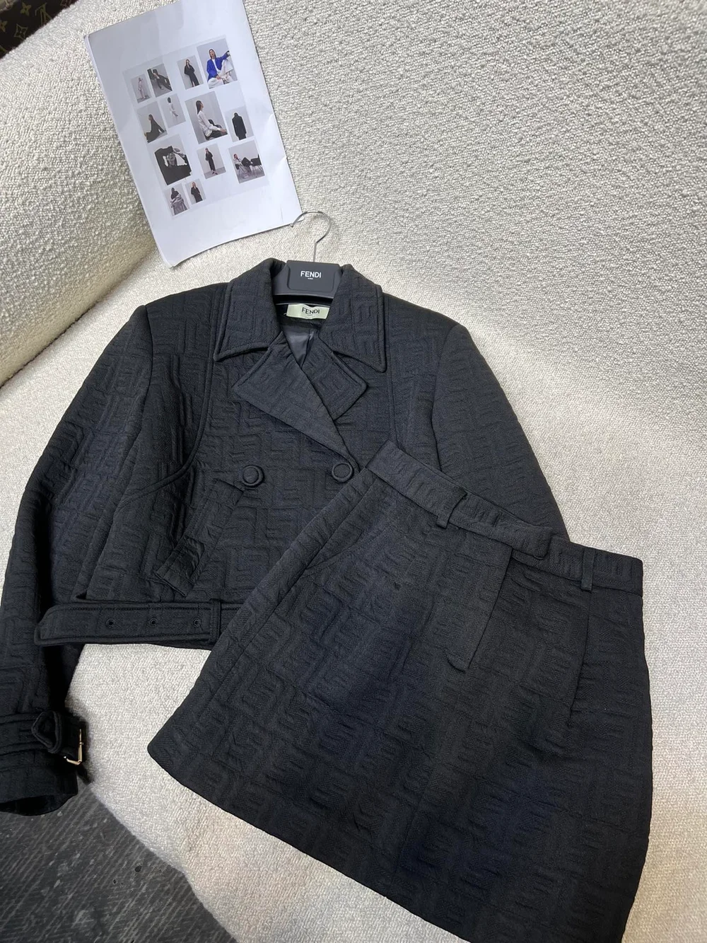 펜디 블루종 자카드 패브릭 자켓