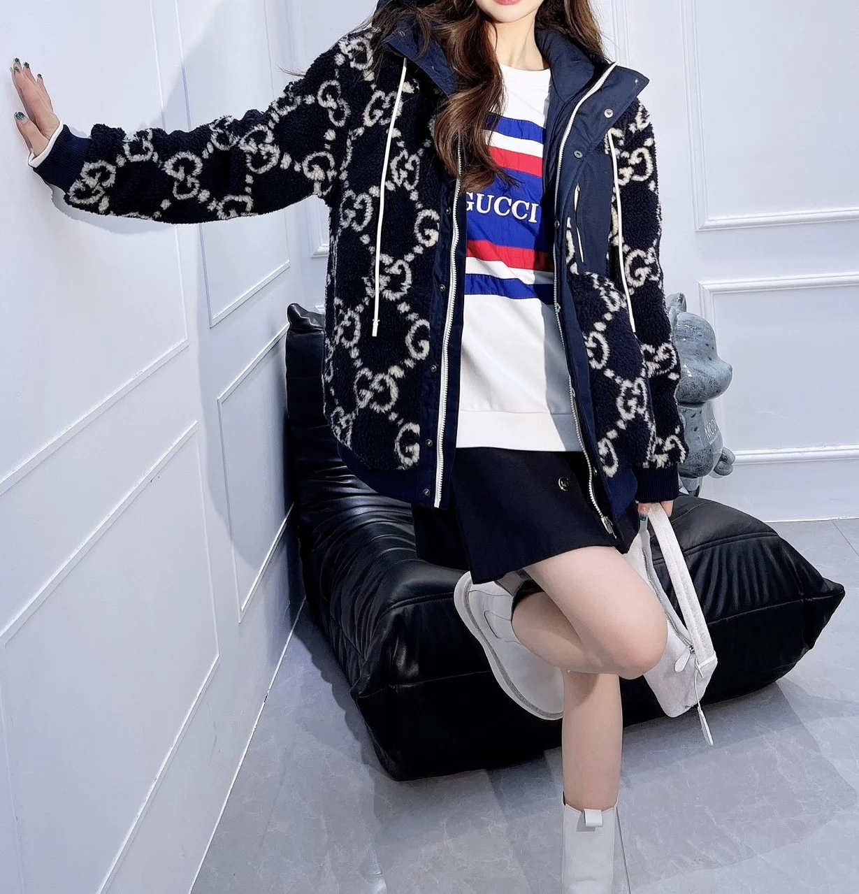 구찌 퍼지 파브릭 자카드 자켓