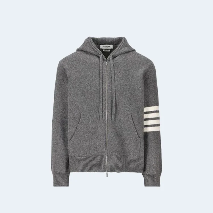 톰브라운 인타르시아 버전 울 집업 후디 그레이