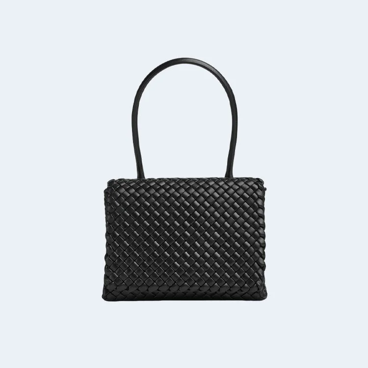 보테가 베네타 초크 패티 탑 핸들백 블랙