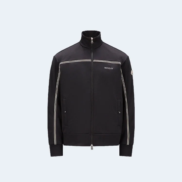 몽클레어 로고패치 하이넥 집업 자켓