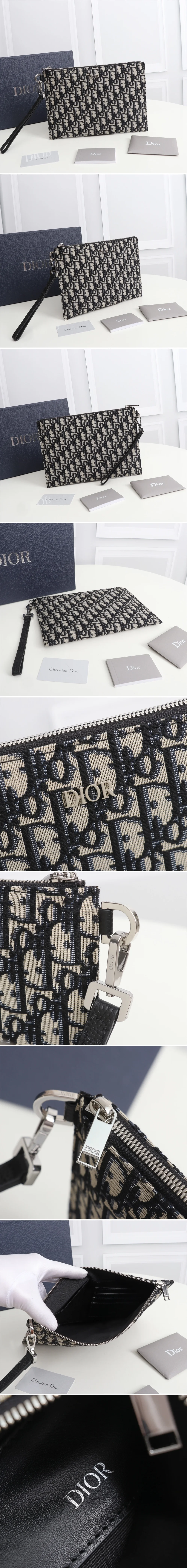 디올 오블리크 자카드 클러치